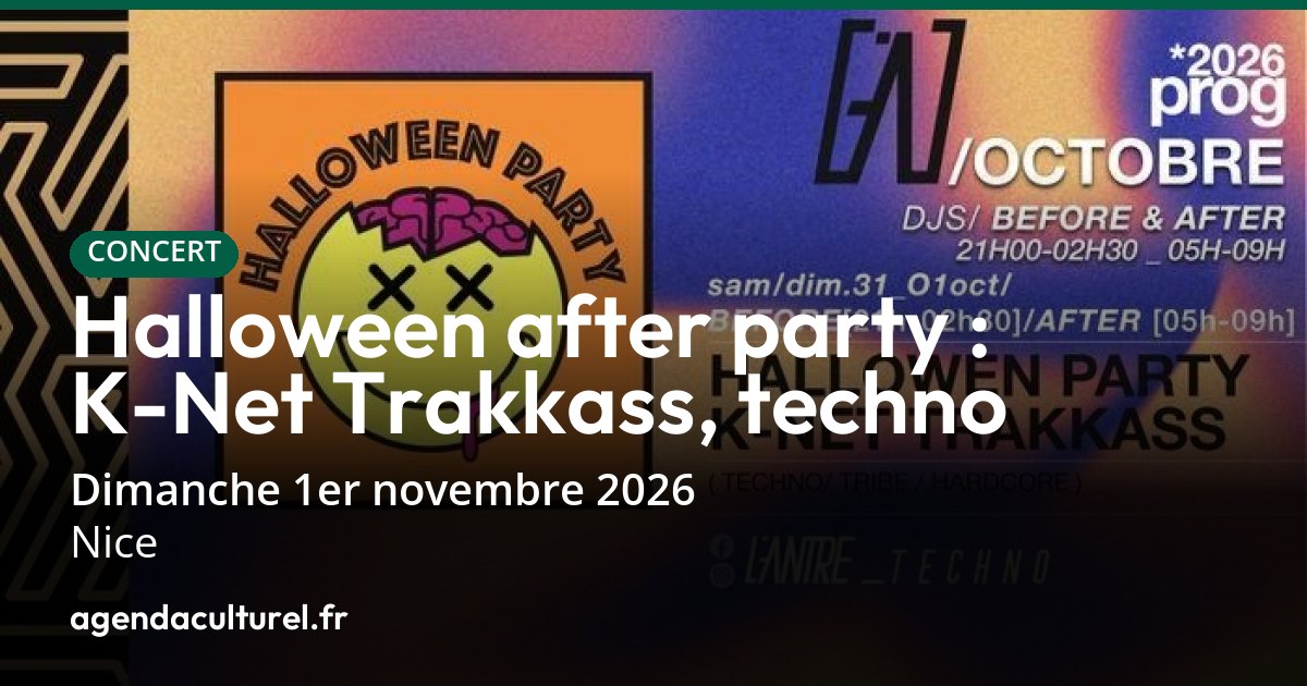 Halloween after party à Nice le 1er novembre 2026, techno