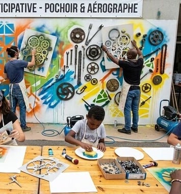 L'Atelier des Archanges : fresque participative et ateliers pochoirs