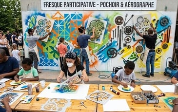 L'Atelier des Archanges : fresque participative et ateliers pochoirs
