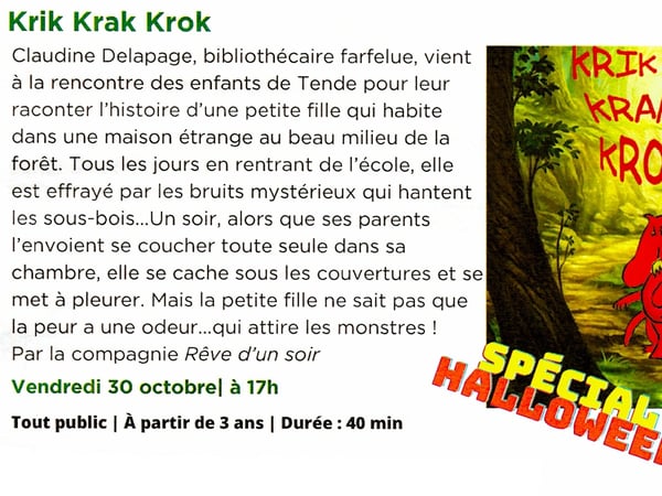 Halloween à la médiathèque : Spectacle Krik Krak Krok